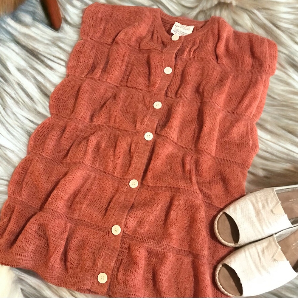 BELDOCH POPPER Vtg Button Down Loose Knit Sweater Vest Cardigan